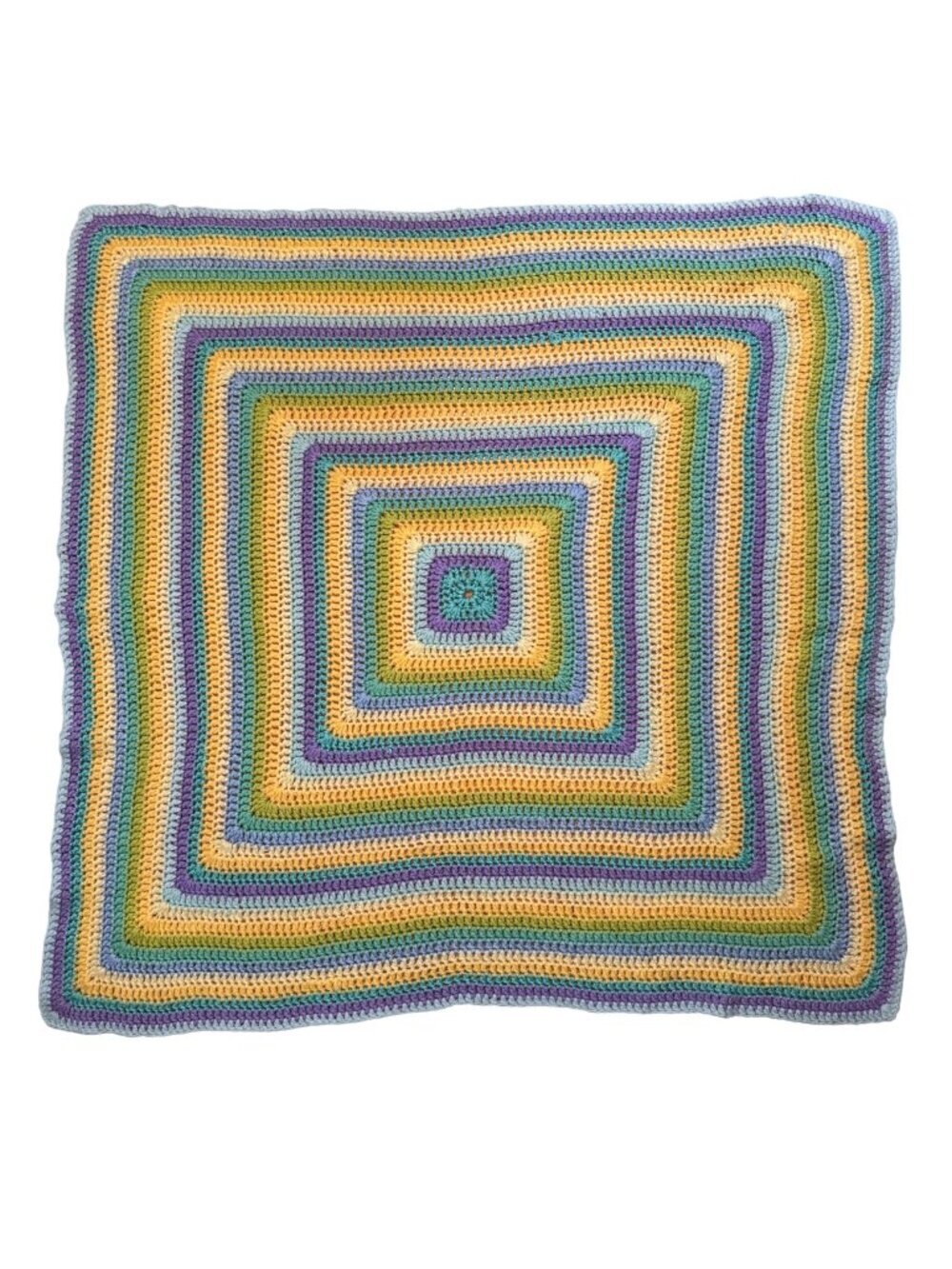 Handmade Multicolor Crochet Afghan Lap Blanket Couch Striped Boho Grandmacore